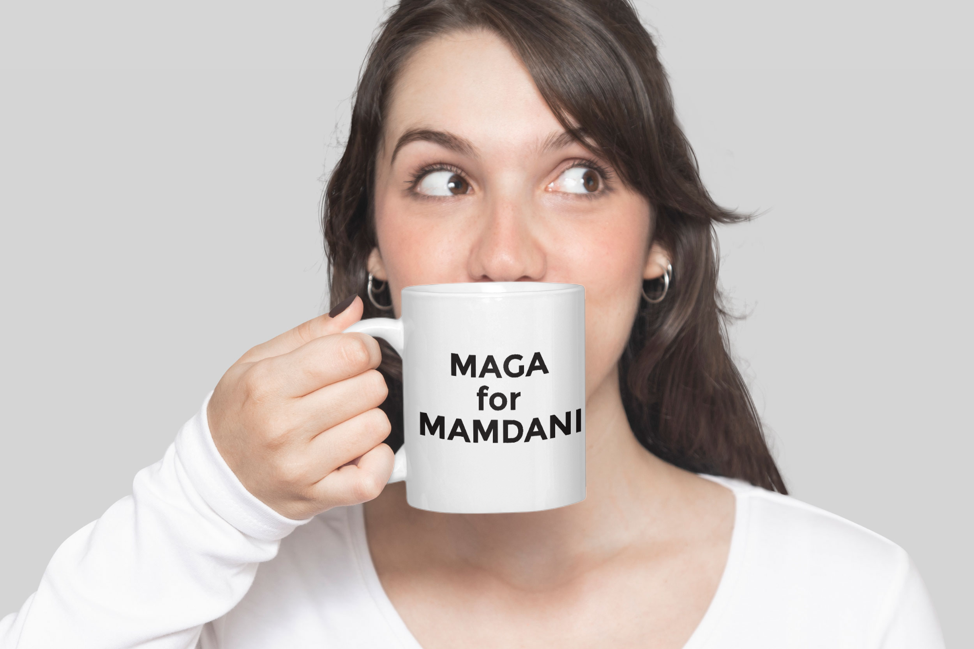 MAGA for MAMDANI™️ Mug - White Coffee Cup | Red, Gold & Black Text