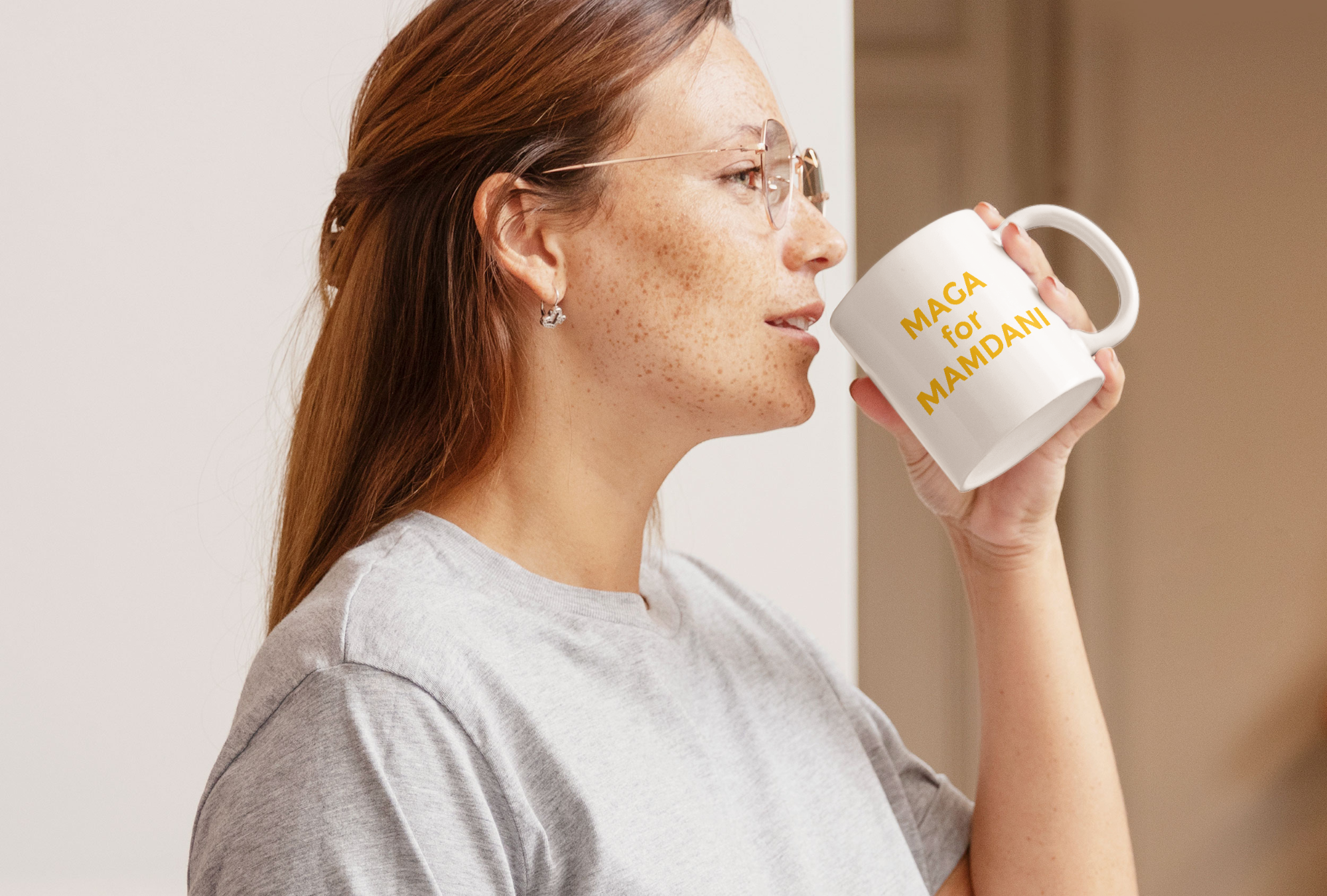 MAGA for MAMDANI™️ Mug - White Coffee Cup | Red, Gold & Black Text